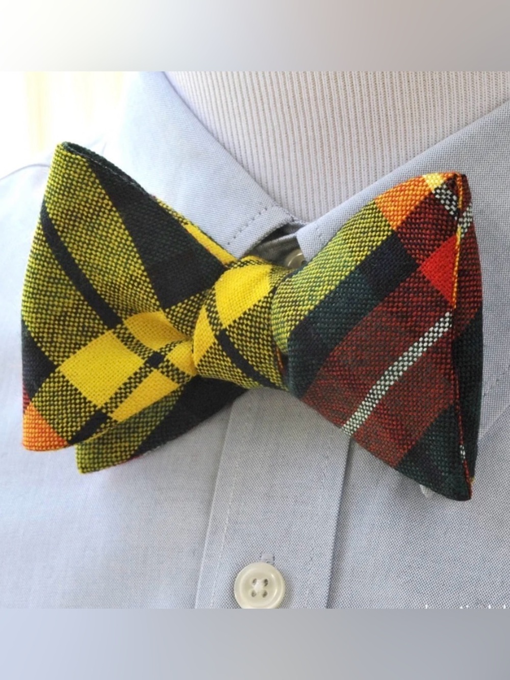 Alexander Olch Buchanan Modern Scottish Tartan plaid Bow Tie Red Green Yellow